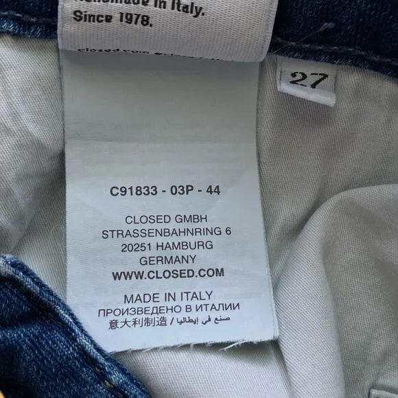 Closed Baker Skinny Jeans Womens Sz 27 Blue Organic Cotton Italian Denim Stretch