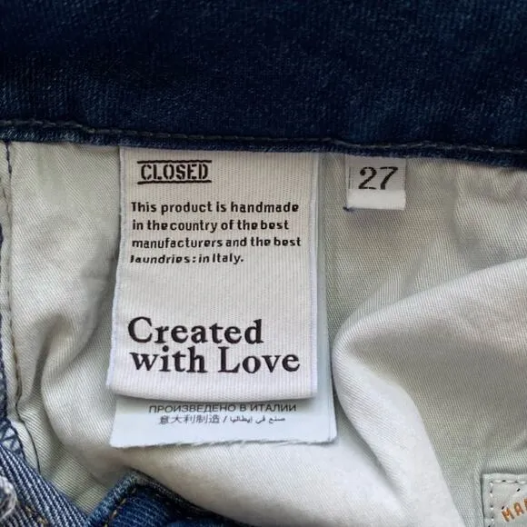 Closed Baker Skinny Jeans Womens Sz 27 Blue Organic Cotton Italian Denim Stretch