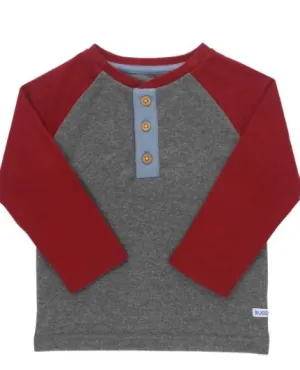 Cranberry & Gray Raglan Henley