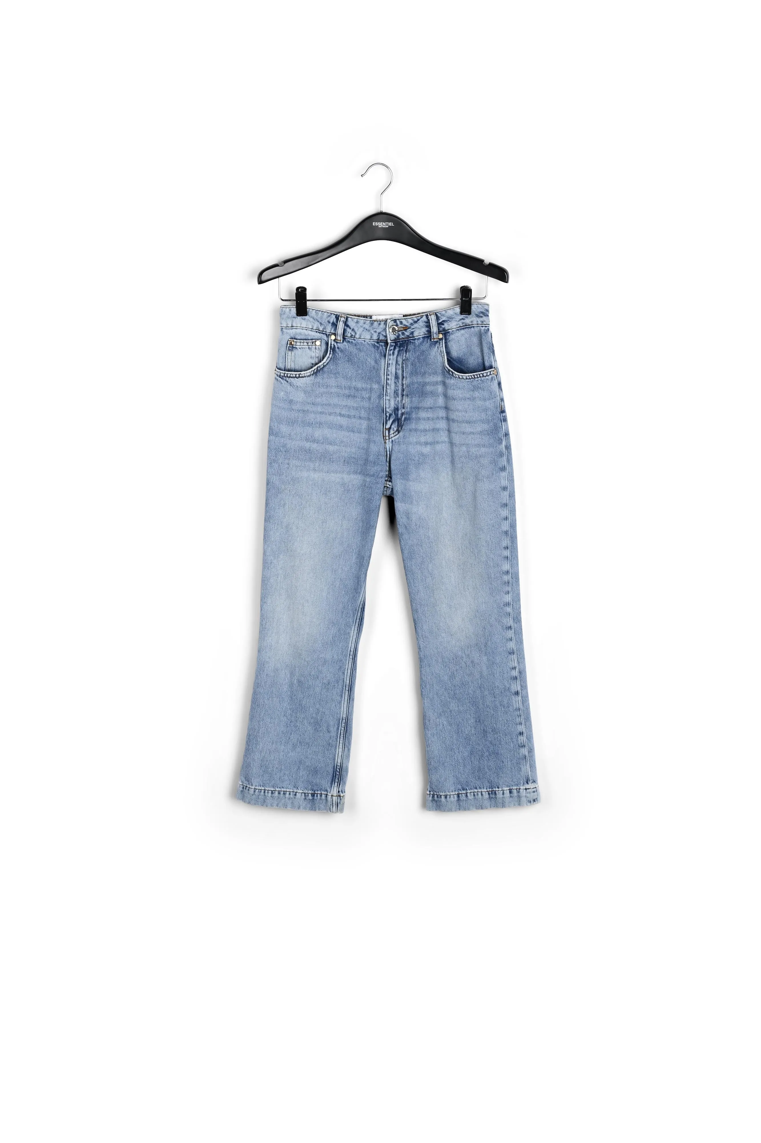 Cropped high-rise blue jeans