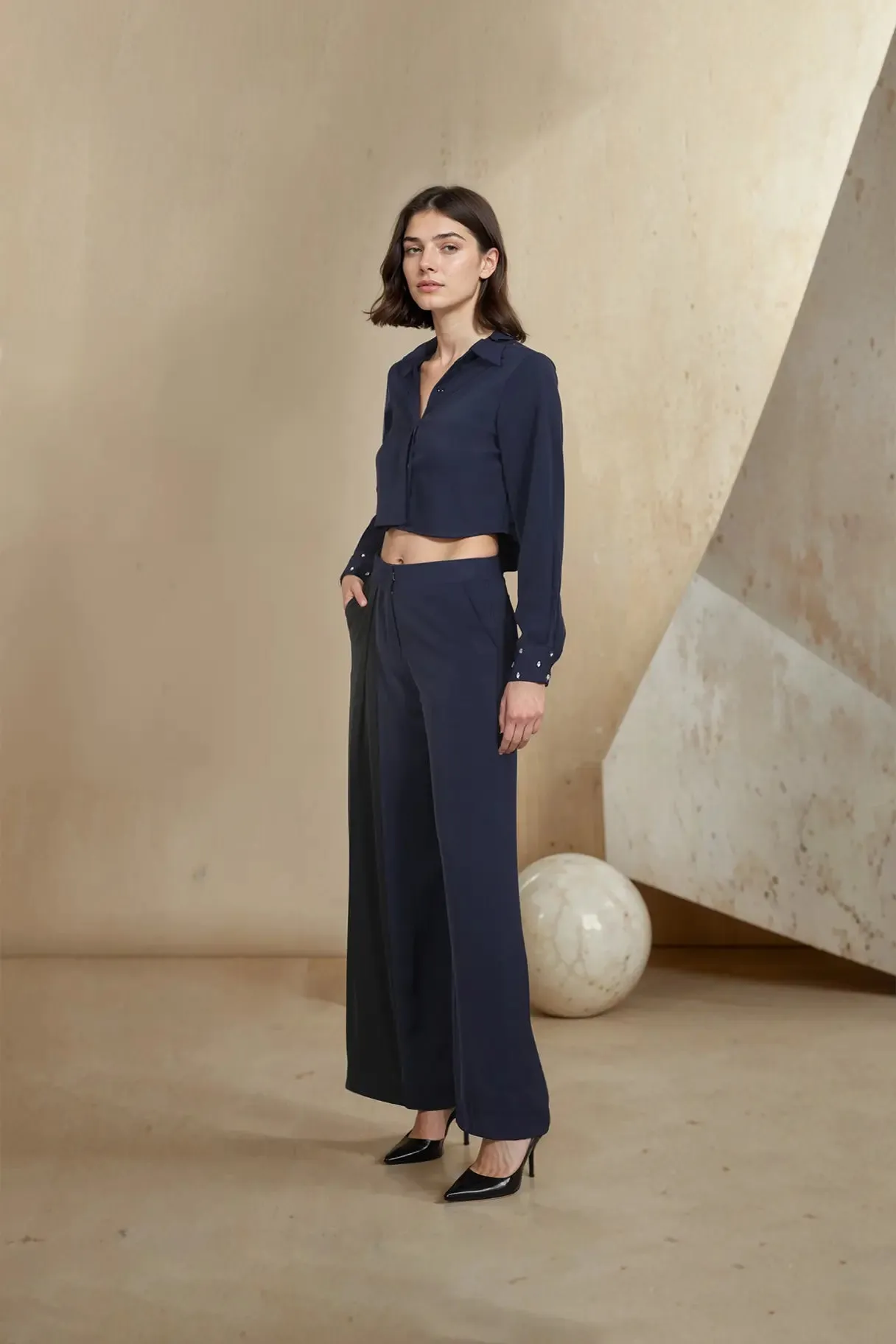 Crystal Navy Top