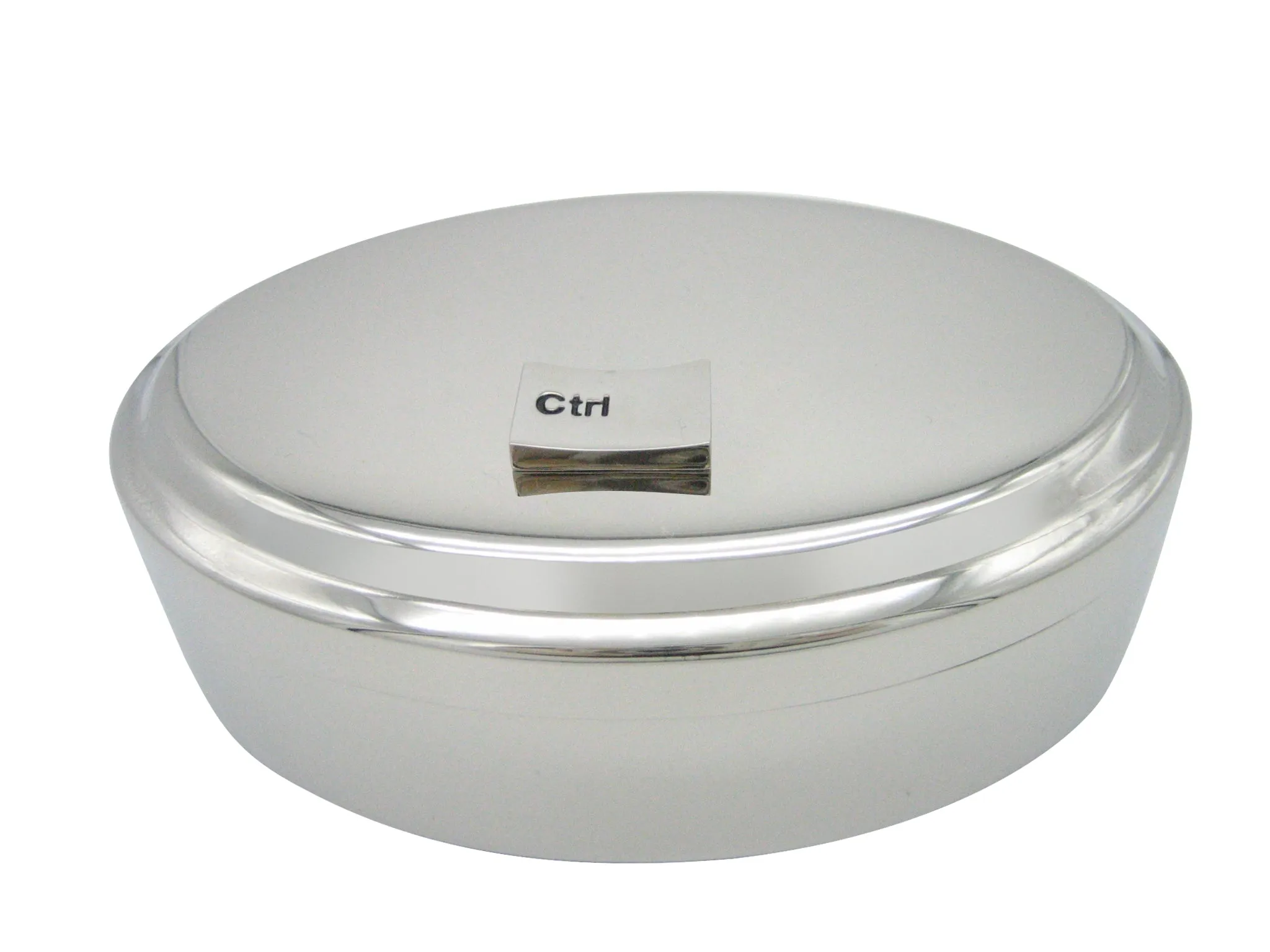 Ctrl Keyboard Pendant Oval Trinket Jewelry Box