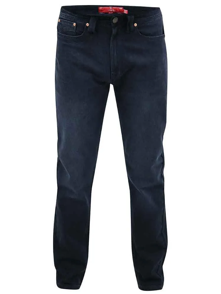 D555 Men's HOCKLIFFE-Dark Wash Stretch Denim Jeans In 1959 Fit in Dark Wash, 40 to 60