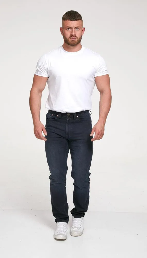 D555 Men's HOCKLIFFE-Dark Wash Stretch Denim Jeans In 1959 Fit in Dark Wash, 40 to 60