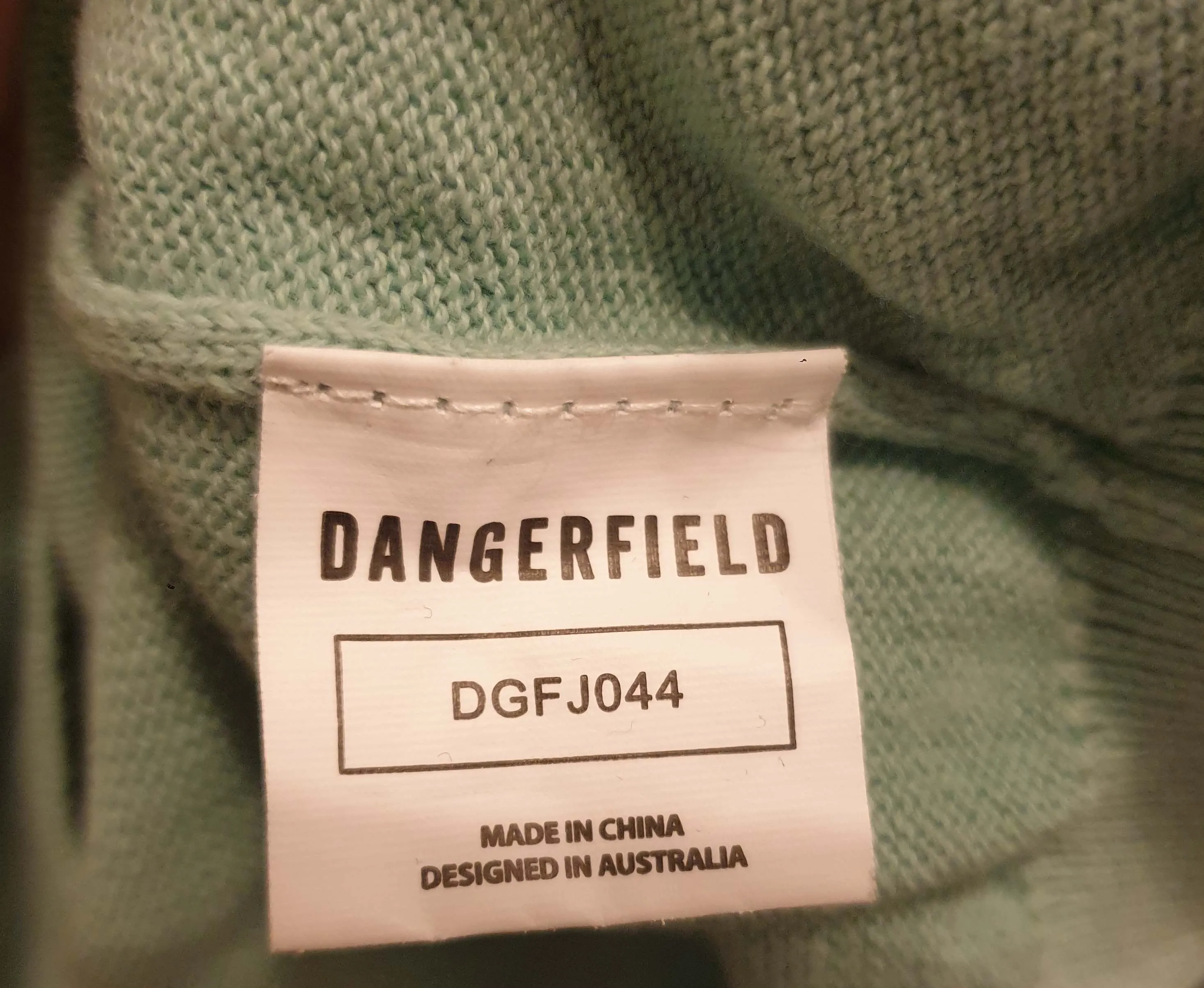 Dangerfield green knit jumper with Echidna front size 18 (small fit, bests 14-16)
