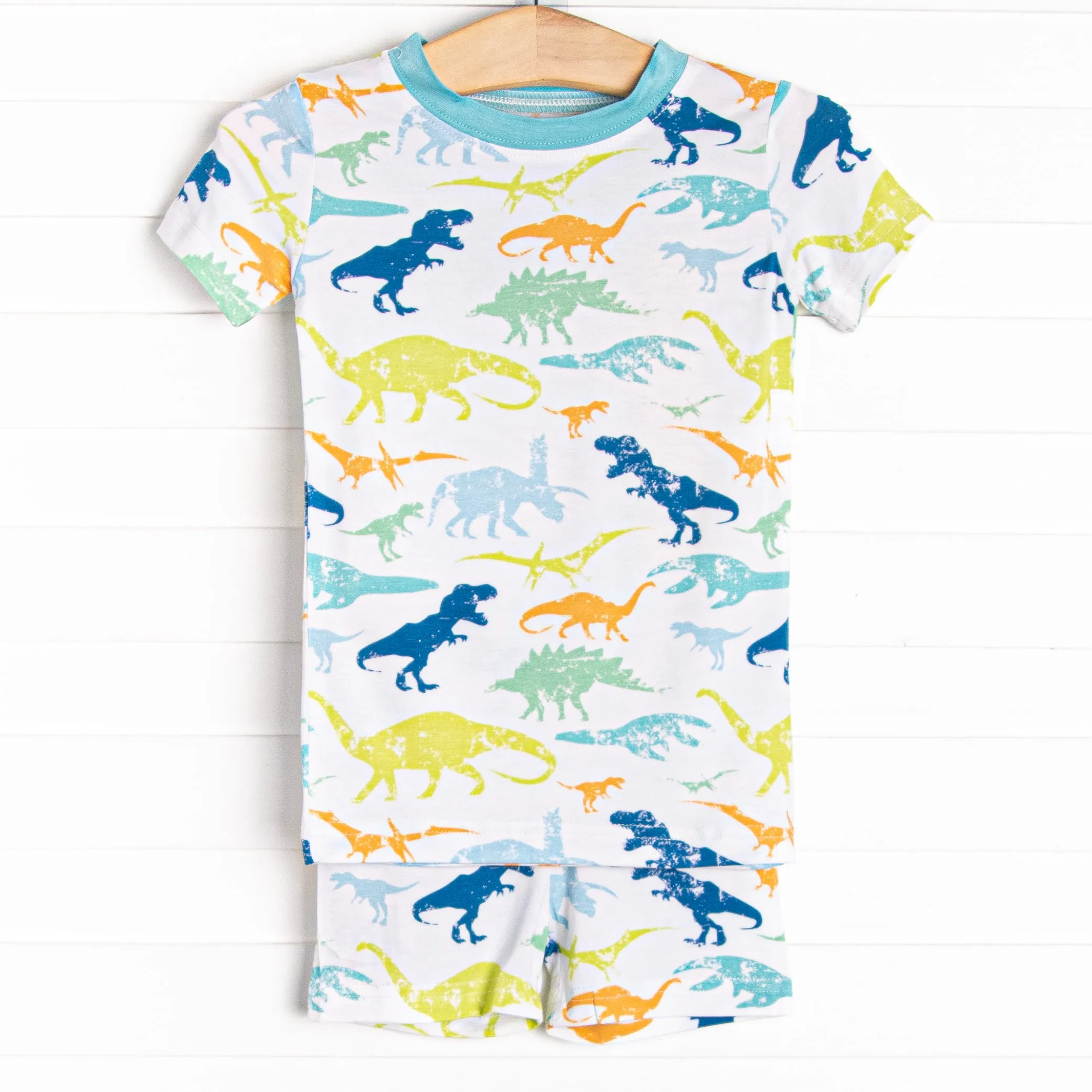 Day at Dino Park Bamboo Pajama Short Set, Blue