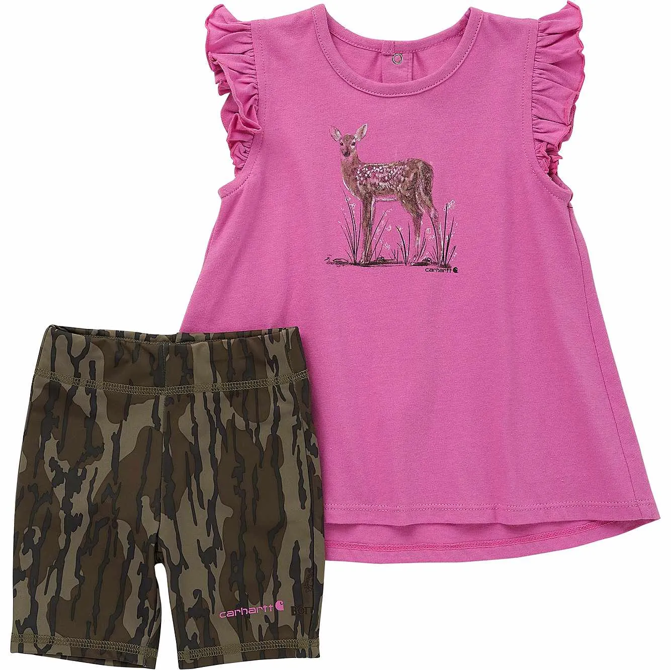 Deer Short-Sleeve Shirt & Camo Biker Shorts Set for Babies
