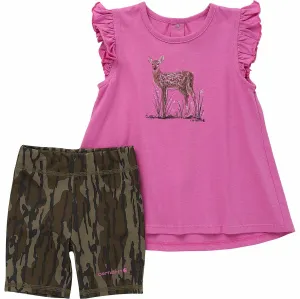 Deer Short-Sleeve Shirt & Camo Biker Shorts Set for Babies