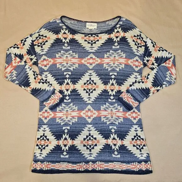 Denim &amp; Supply Ralph Lauren Womens Cotton Knit Aztec Sweater Colorful‎ Medium