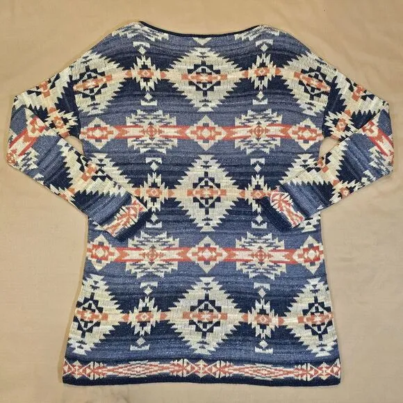Denim &amp; Supply Ralph Lauren Womens Cotton Knit Aztec Sweater Colorful‎ Medium