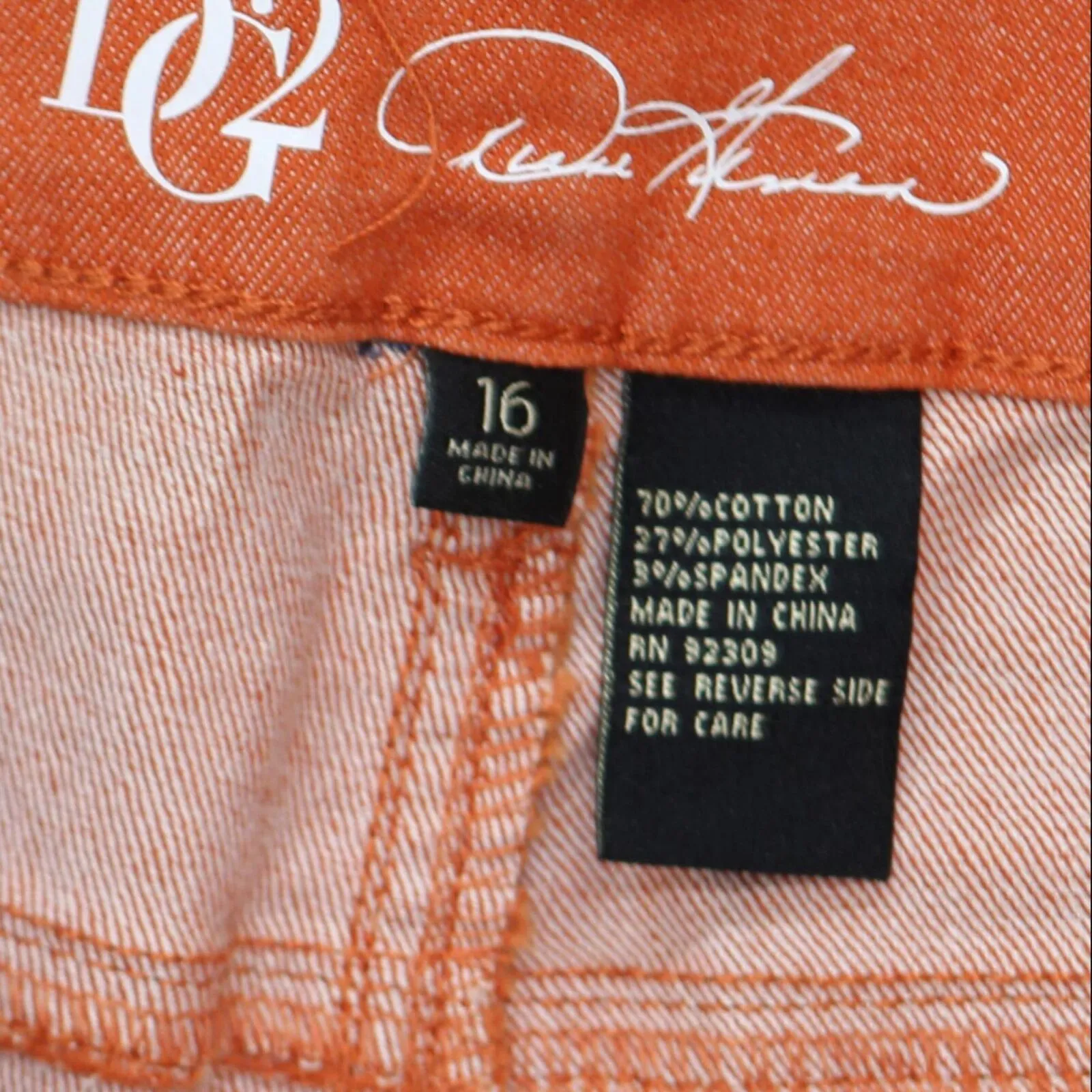 DG2 by Diane Gilman Womens Classic Skinny Jeans 713257 Rust Orange 16