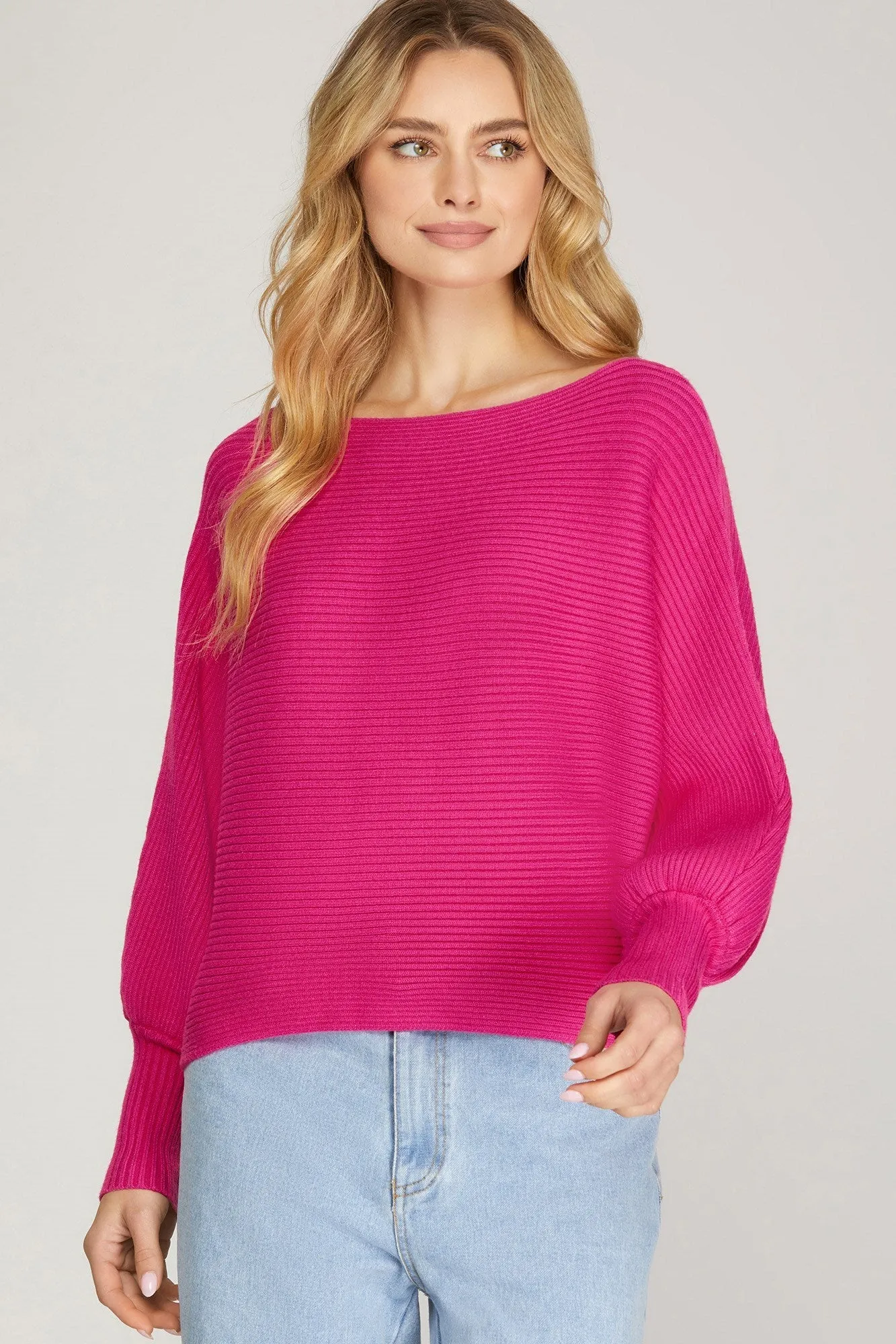 Dolman Sleeve Pink Sweater
