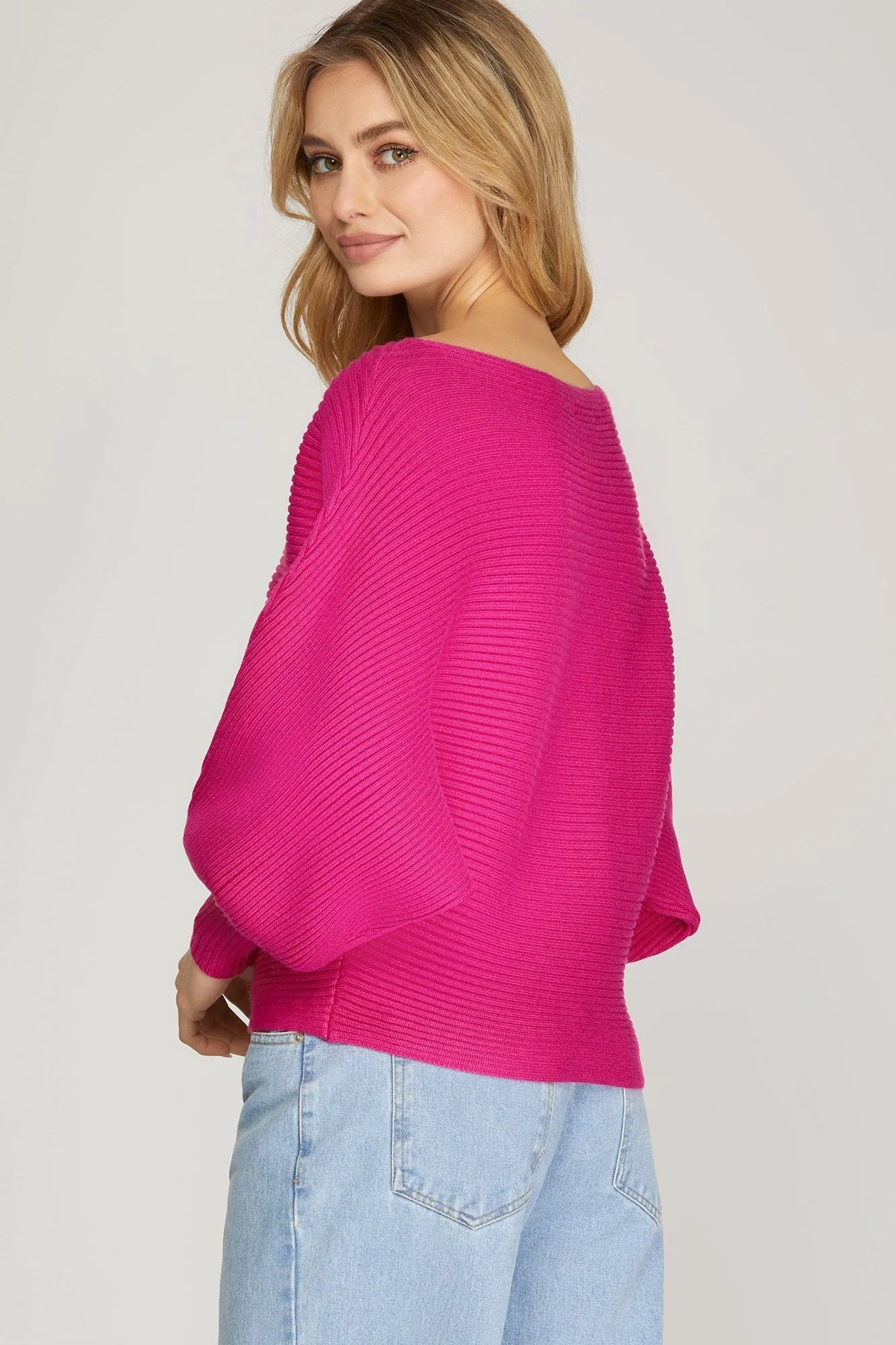 Dolman Sleeve Pink Sweater