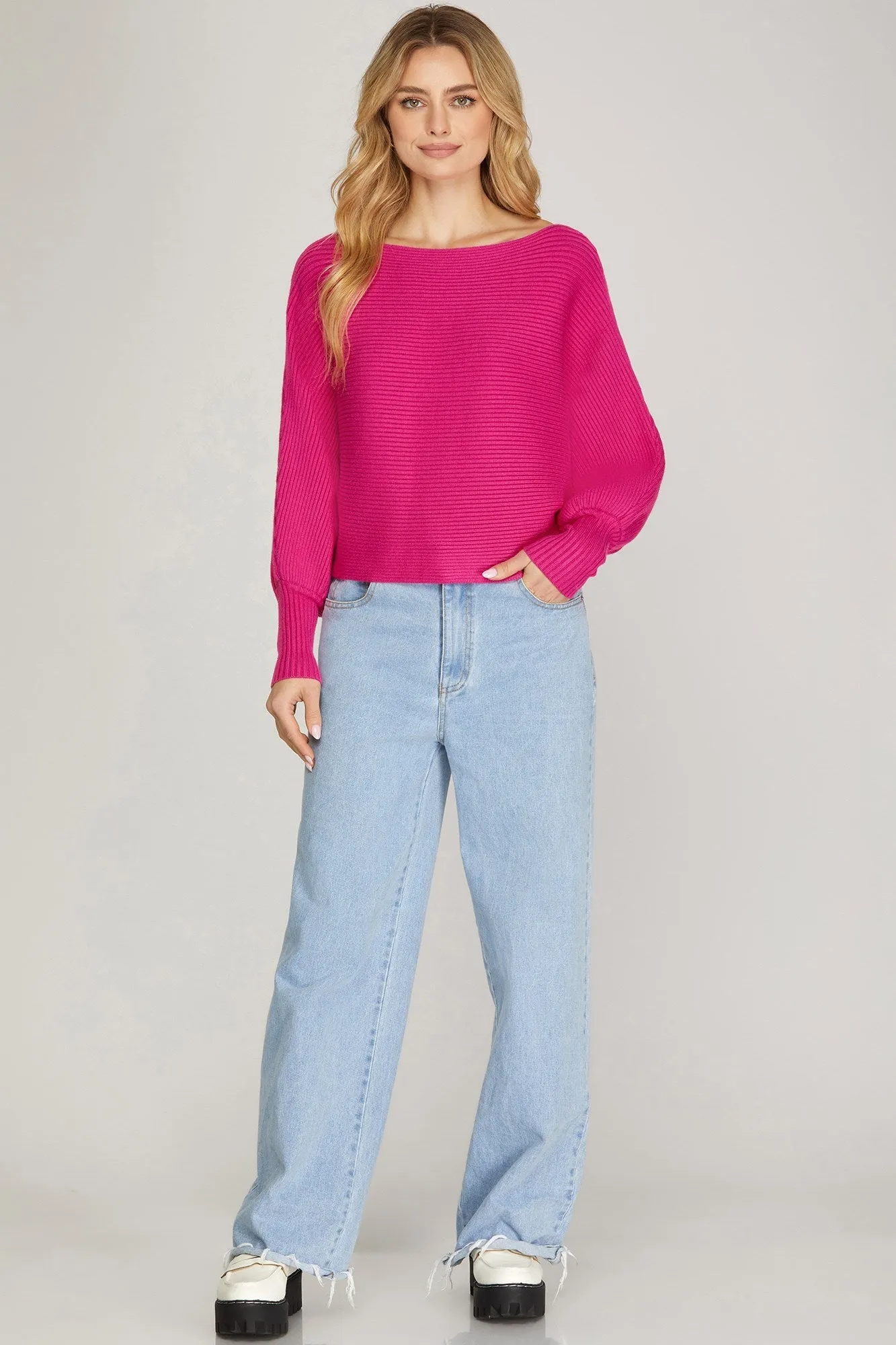 Dolman Sleeve Pink Sweater