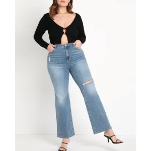 Eloquii NWT Naomi Flare Leg Jean Medium Wash Distressed size 24