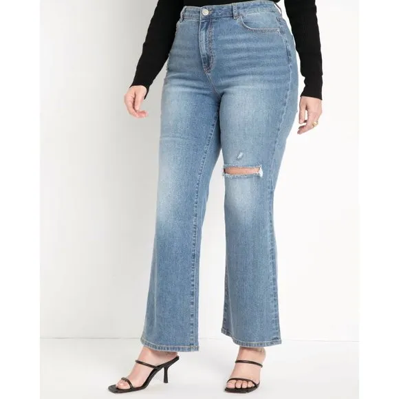 Eloquii NWT Naomi Flare Leg Jean Medium Wash Distressed size 24