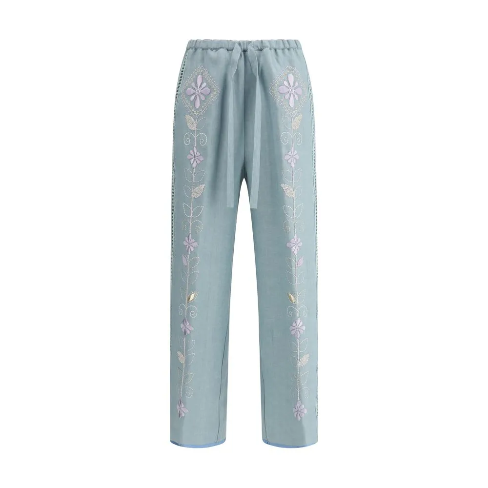 Embroidered linen Pants