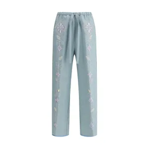 Embroidered linen Pants