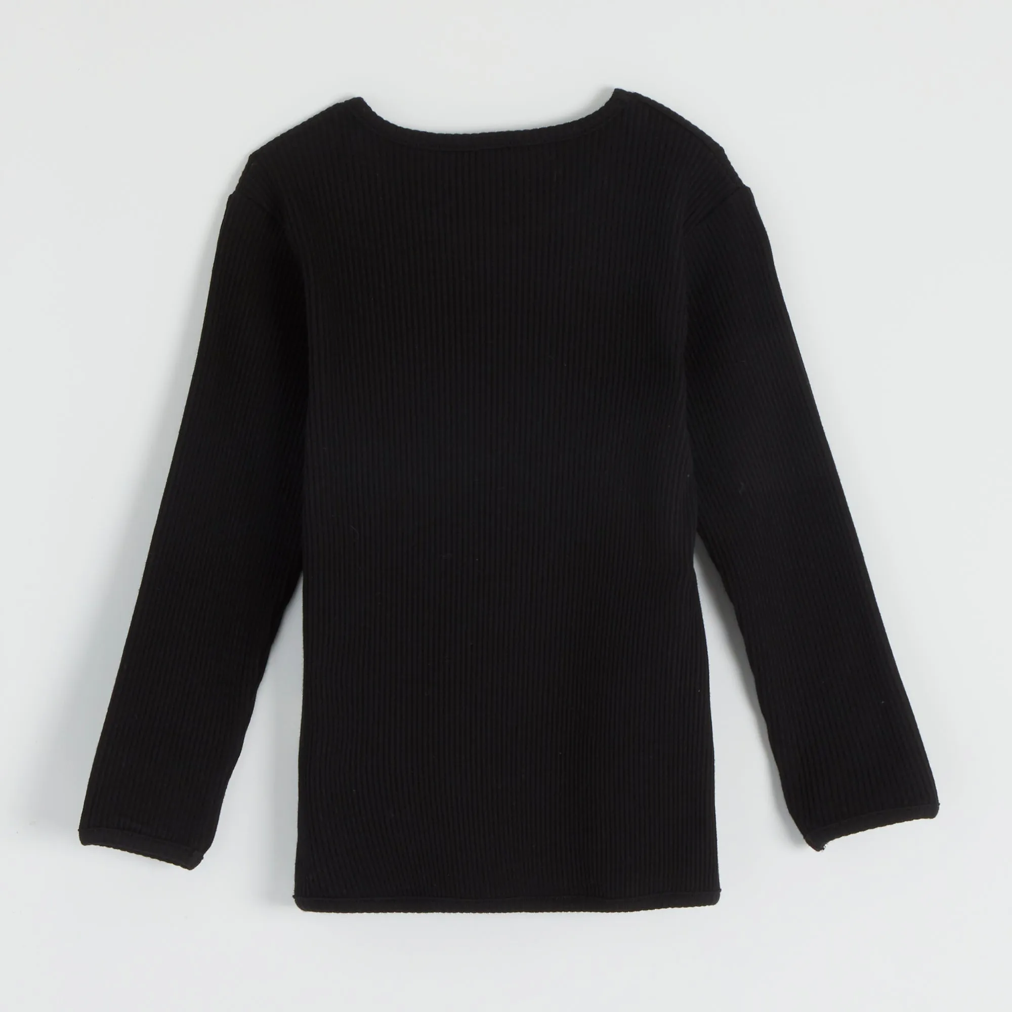 Embroidered Ribbed Black Lounge Set