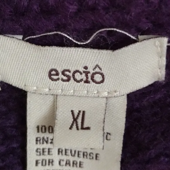 Escio Anthropologie plum purple tunic style cross cross detail knit top size XL