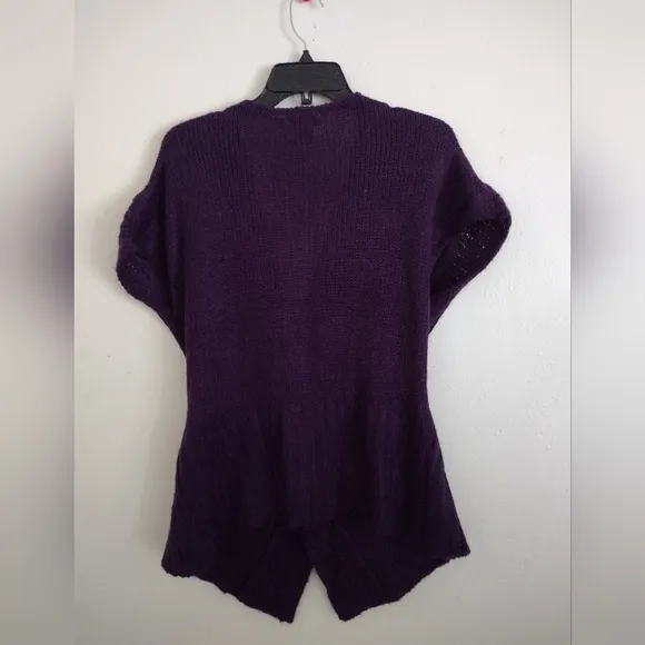 Escio Anthropologie plum purple tunic style cross cross detail knit top size XL