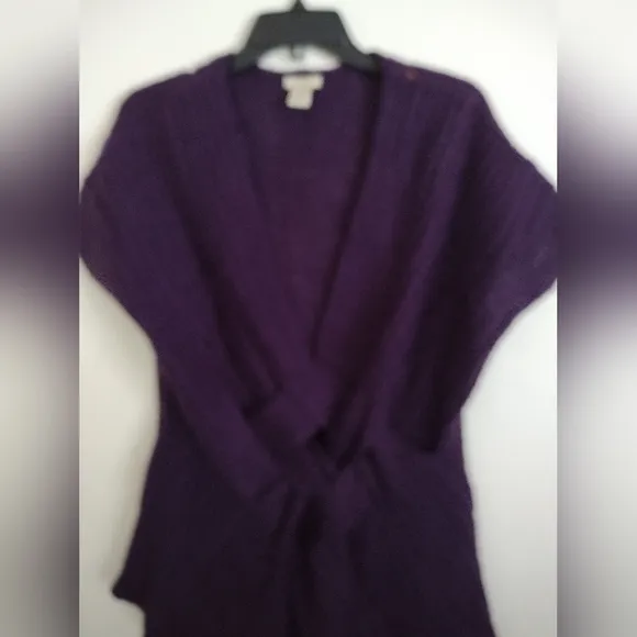 Escio Anthropologie plum purple tunic style cross cross detail knit top size XL