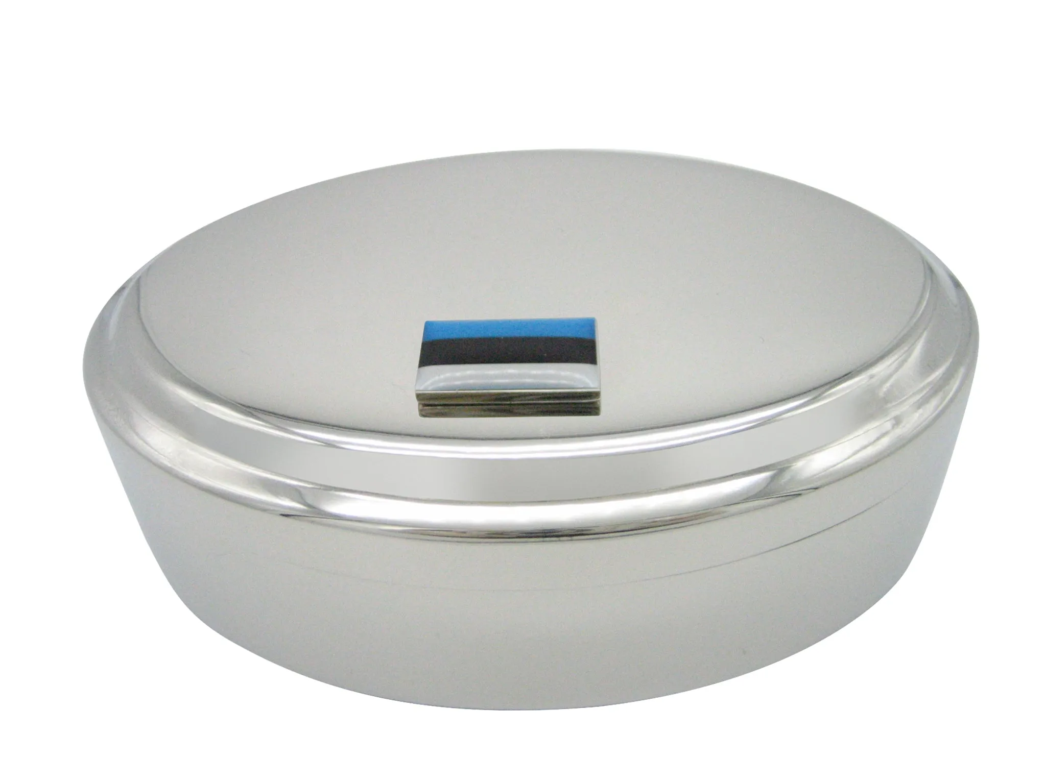 Estonia Flag Pendant Oval Trinket Jewelry Box