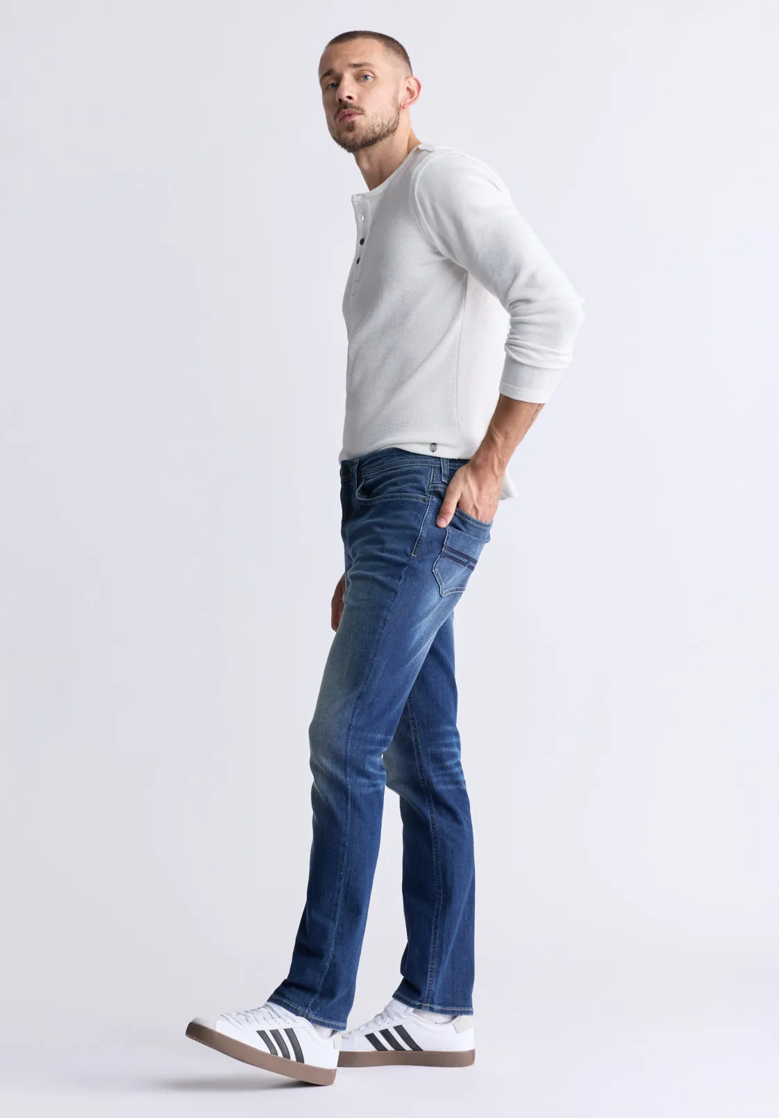 Evan-X Denim Men’s Slim Straight Leg Jeans, Classic Blue