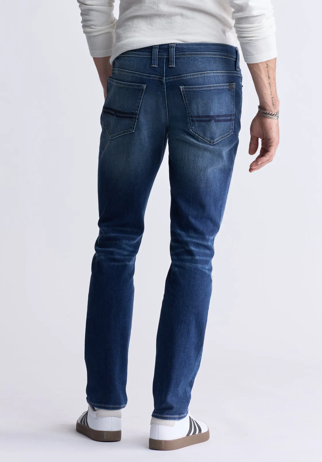Evan-X Denim Men’s Slim Straight Leg Jeans, Classic Blue