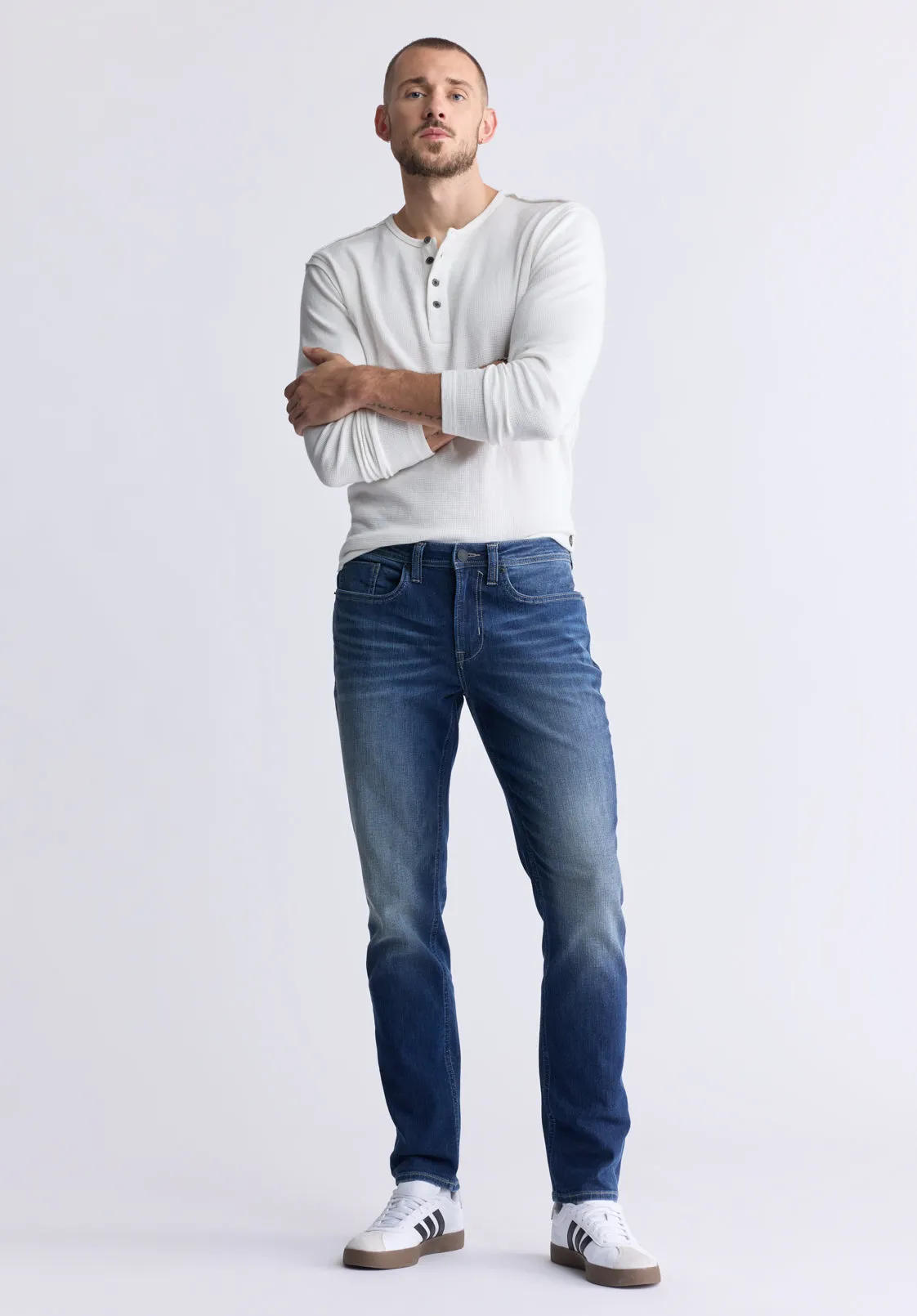 Evan-X Denim Men’s Slim Straight Leg Jeans, Classic Blue