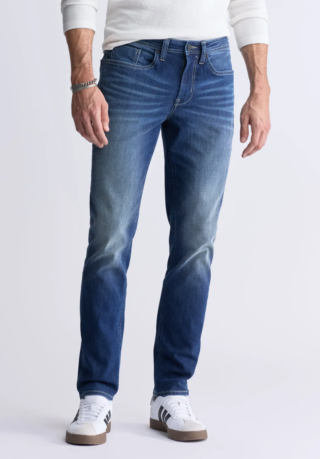 Evan-X Denim Men’s Slim Straight Leg Jeans, Classic Blue