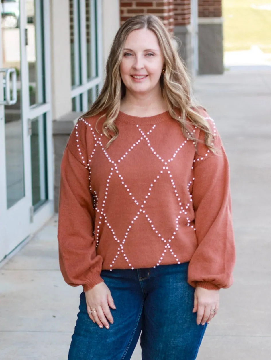 Fall Finds Pearl Sweater in Rust