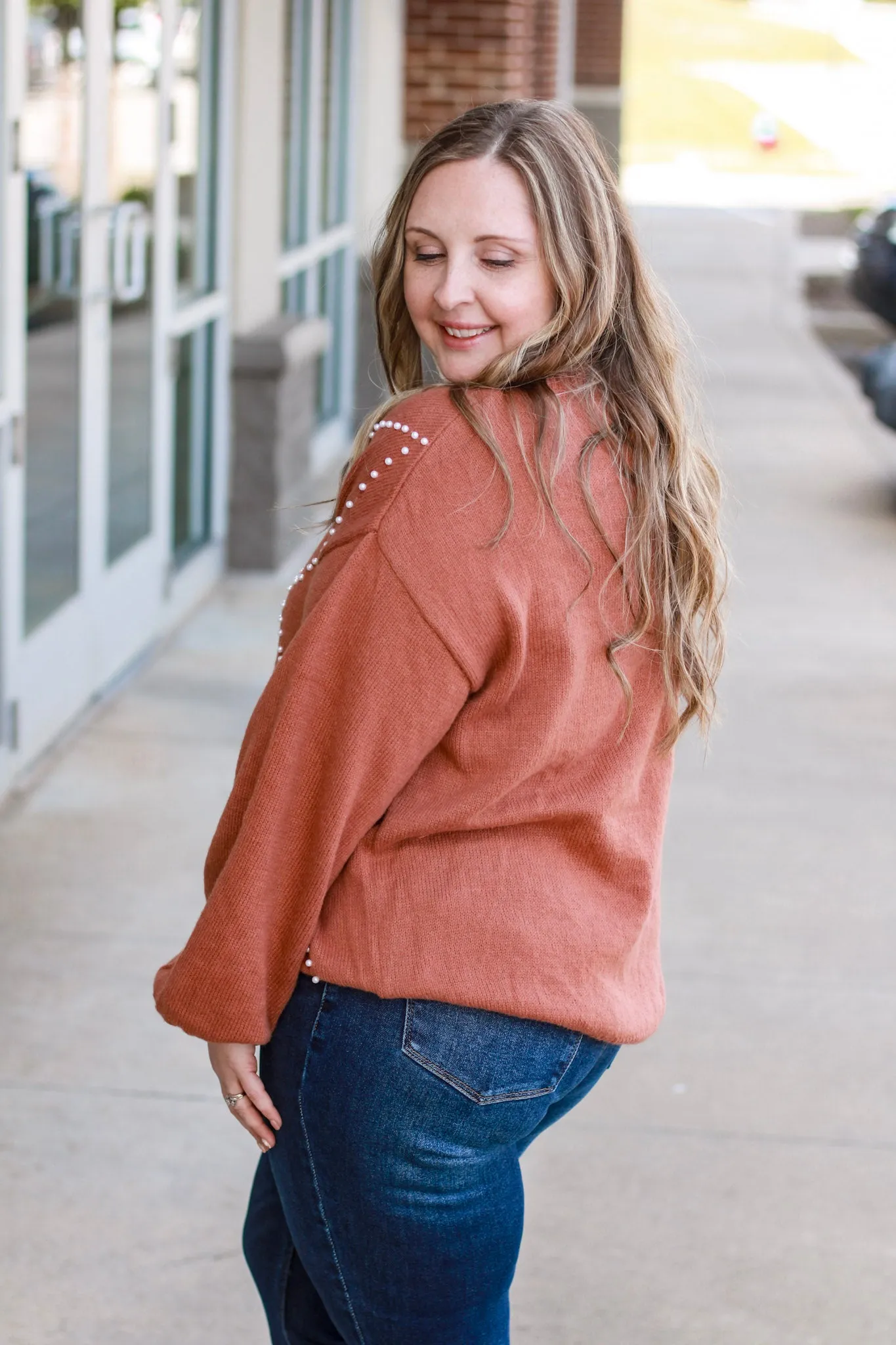 Fall Finds Pearl Sweater in Rust