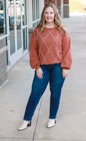 Fall Finds Pearl Sweater in Rust