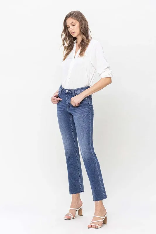 Flying Monkey High Rise Straight Jean With Raw Hem