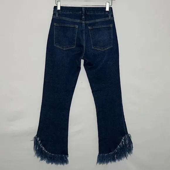 Frame Denim Le Crop Mini Boot Fringed Hem Dark Wash Jeans - Size 26