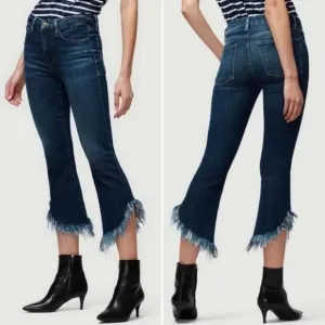 Frame Denim Le Crop Mini Boot Fringed Hem Dark Wash Jeans - Size 26
