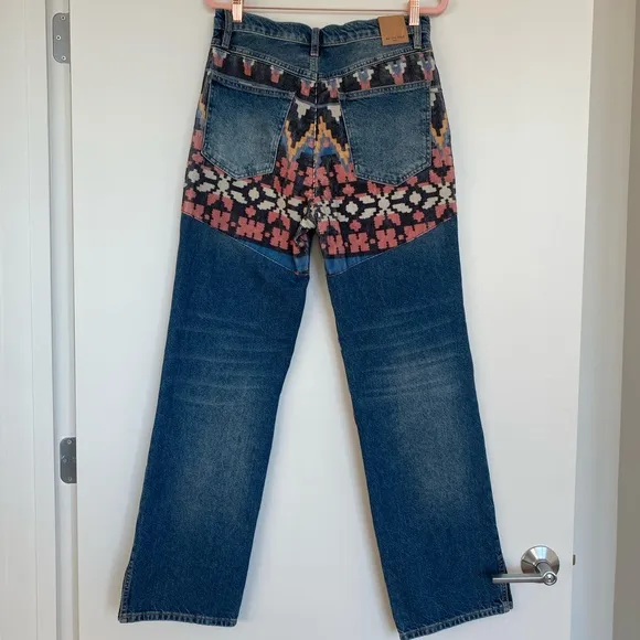 Free People Rocky Mountain Straight Leg Jeans In Alpine Blue Size 27