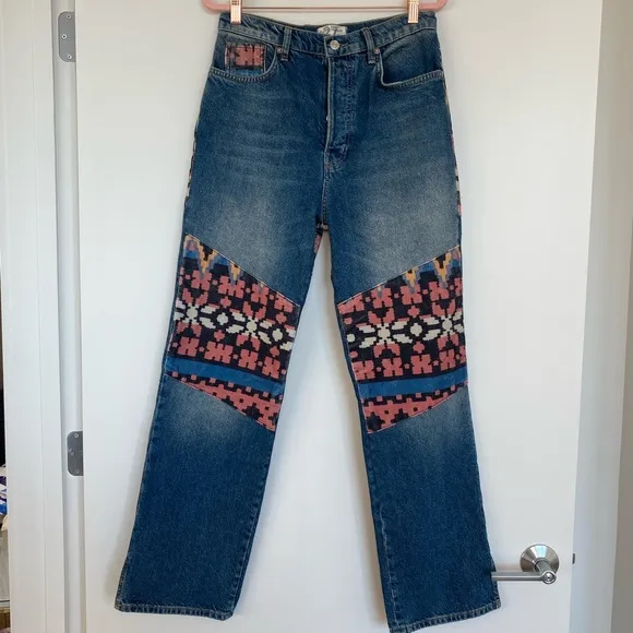Free People Rocky Mountain Straight Leg Jeans In Alpine Blue Size 27