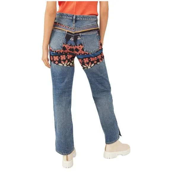 Free People Rocky Mountain Straight Leg Jeans In Alpine Blue Size 27