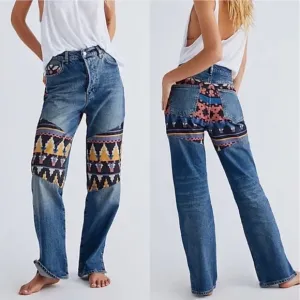 Free People Rocky Mountain Straight Leg Jeans In Alpine Blue Size 27