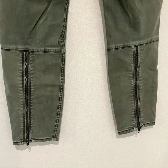 Free People Skinny Moto Style Green Jeans