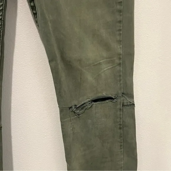 Free People Skinny Moto Style Green Jeans