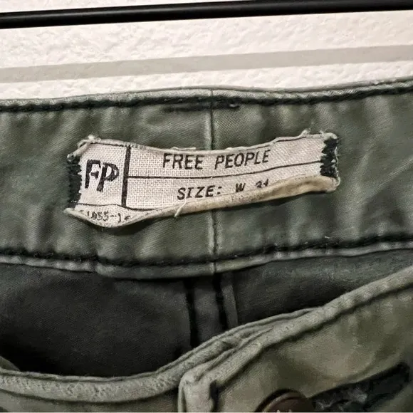 Free People Skinny Moto Style Green Jeans