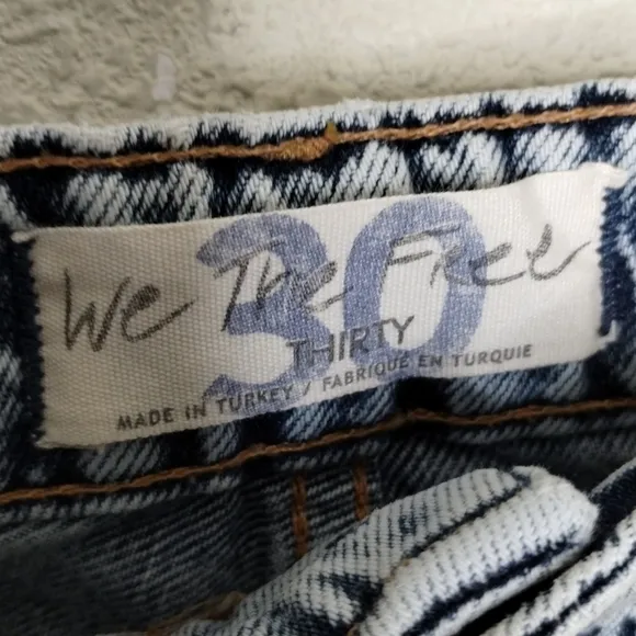 Free People We The Free My Own Lane Straight Leg Jeans Distressed Blue Size 30