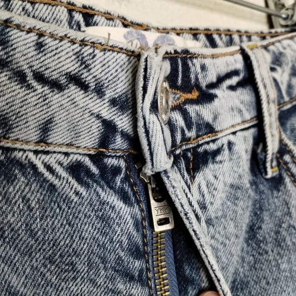 Free People We The Free My Own Lane Straight Leg Jeans Distressed Blue Size 30