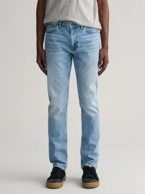 Gant Men Blue Washed Slim Fit Mid-Rise Jeans