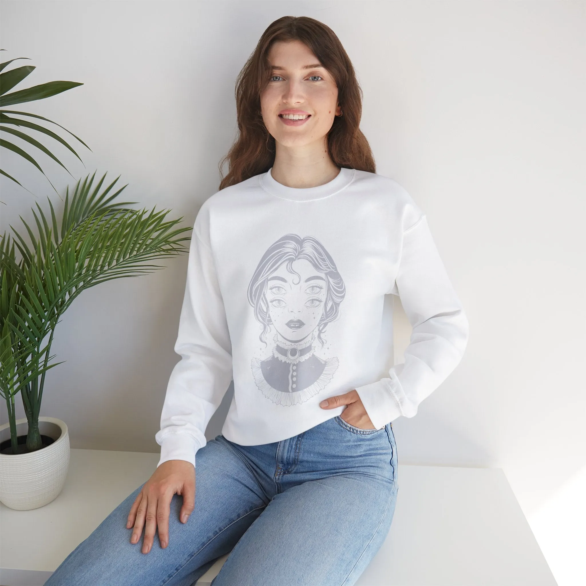 Ghostly Woman Unisex Heavy Blend™ Crewneck Sweatshirt