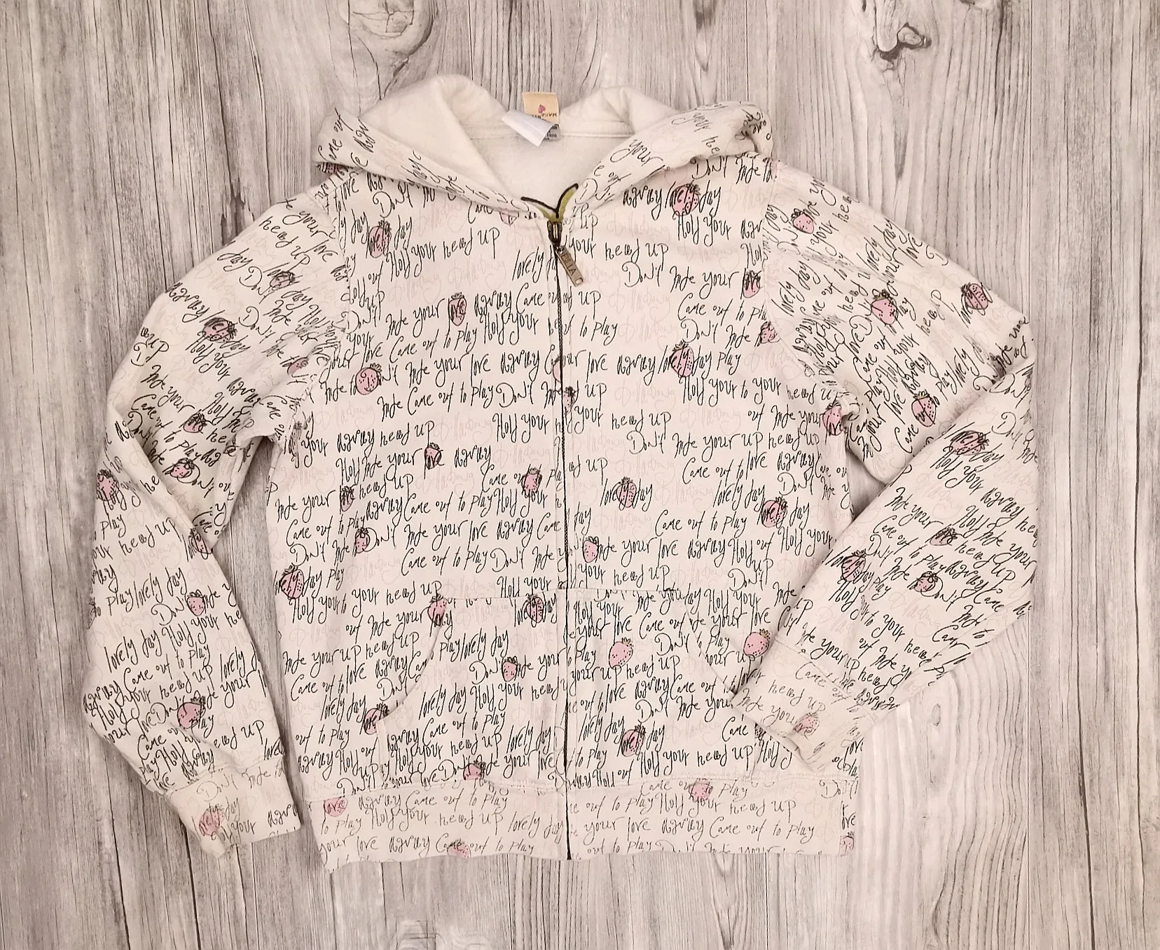 GIRL SIZE LARGE - BILLY GIRLS By Billabong, Graphic Zippered Hoodie GUC B29