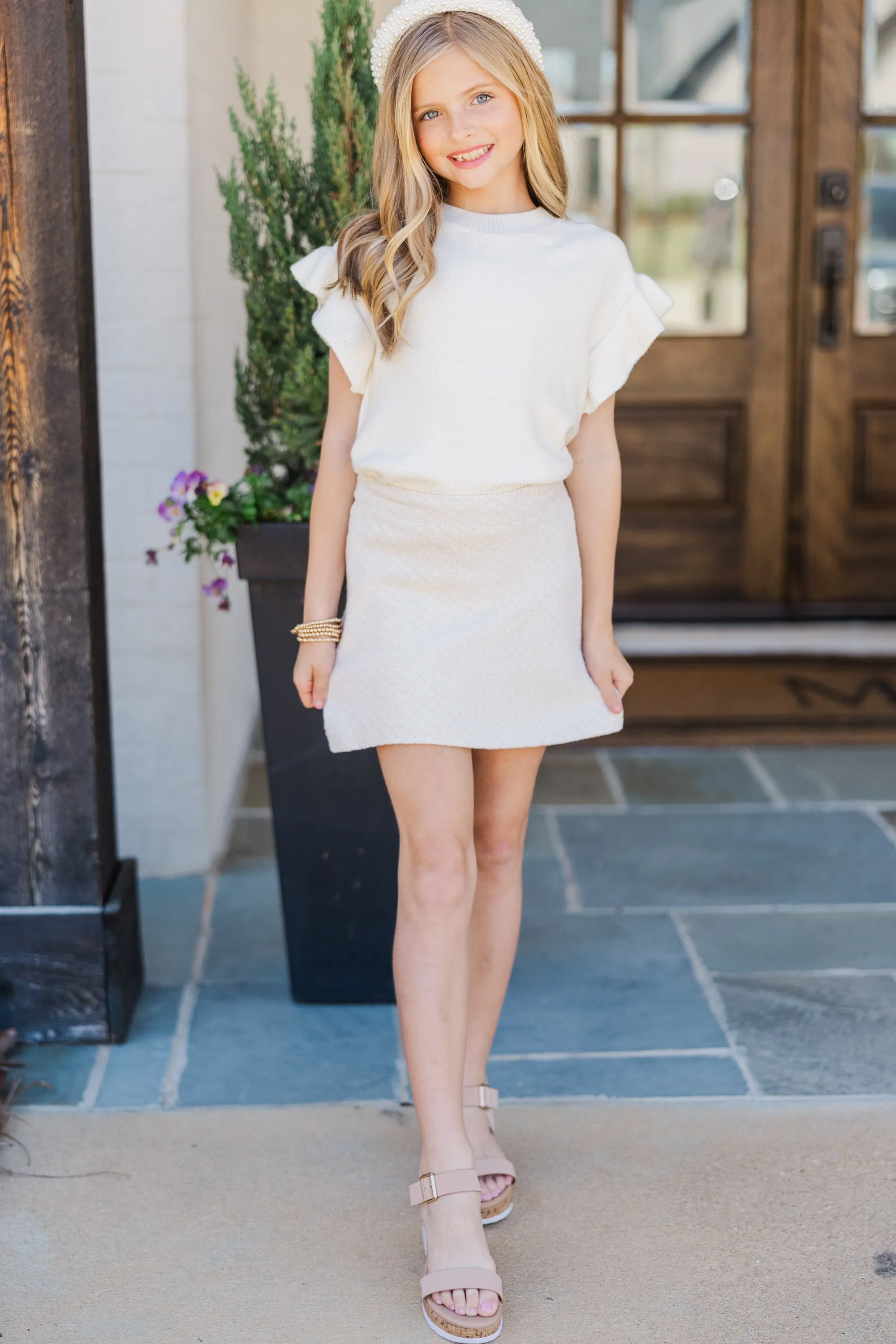Girls: It's All Possible Cream Tweed Skirt